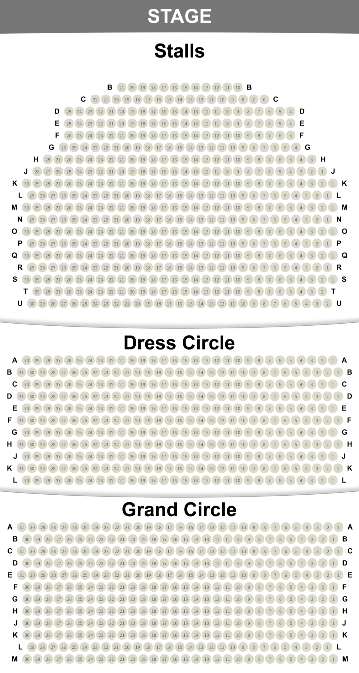 Piccadilly Theatre seating plan