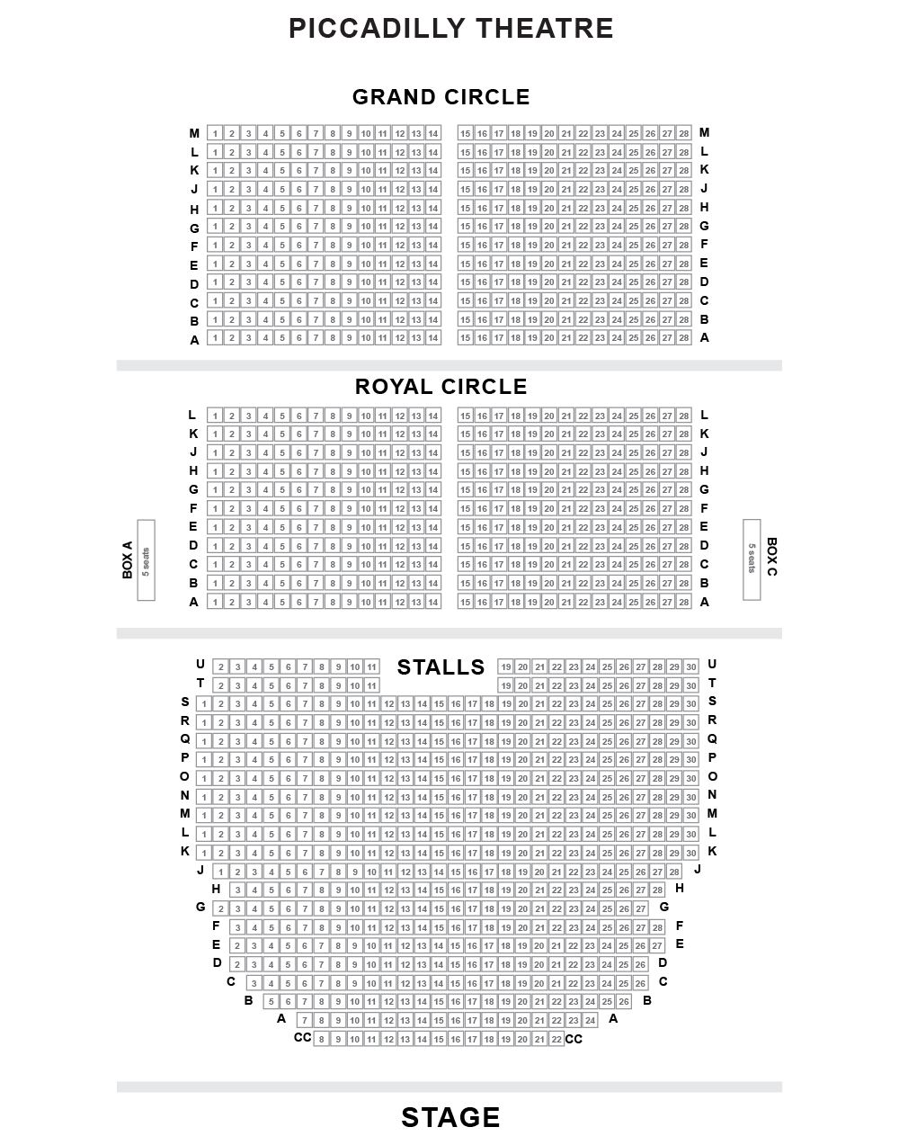 Lyceum Theatre Seating Plan Royal Circle | Elcho Table